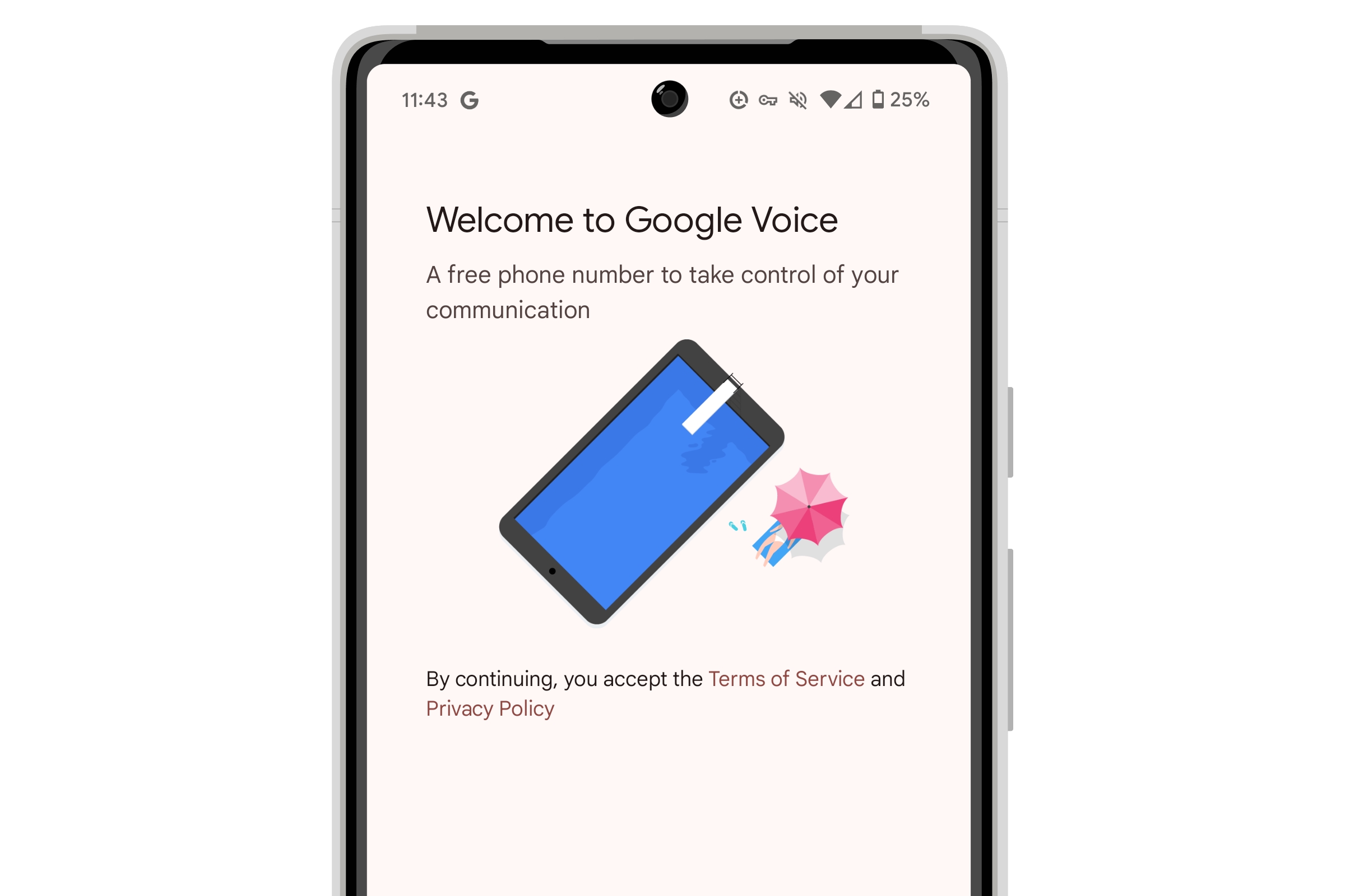 Google Voice Welcome Screen on Pixel 6.