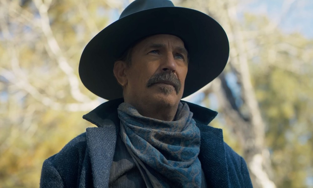 Kevin Costner stares with cowboy flintiness in a still from Horizon: An American Saga—Chapter 1