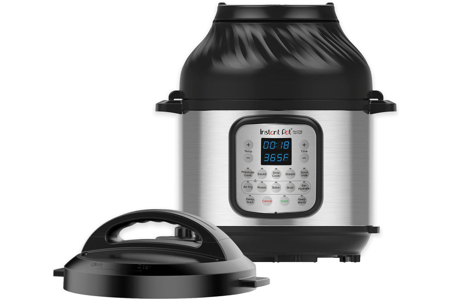 L'Instant Pot 8-Quart Duo Crisp 11-en-1 1 sur fond blanc.