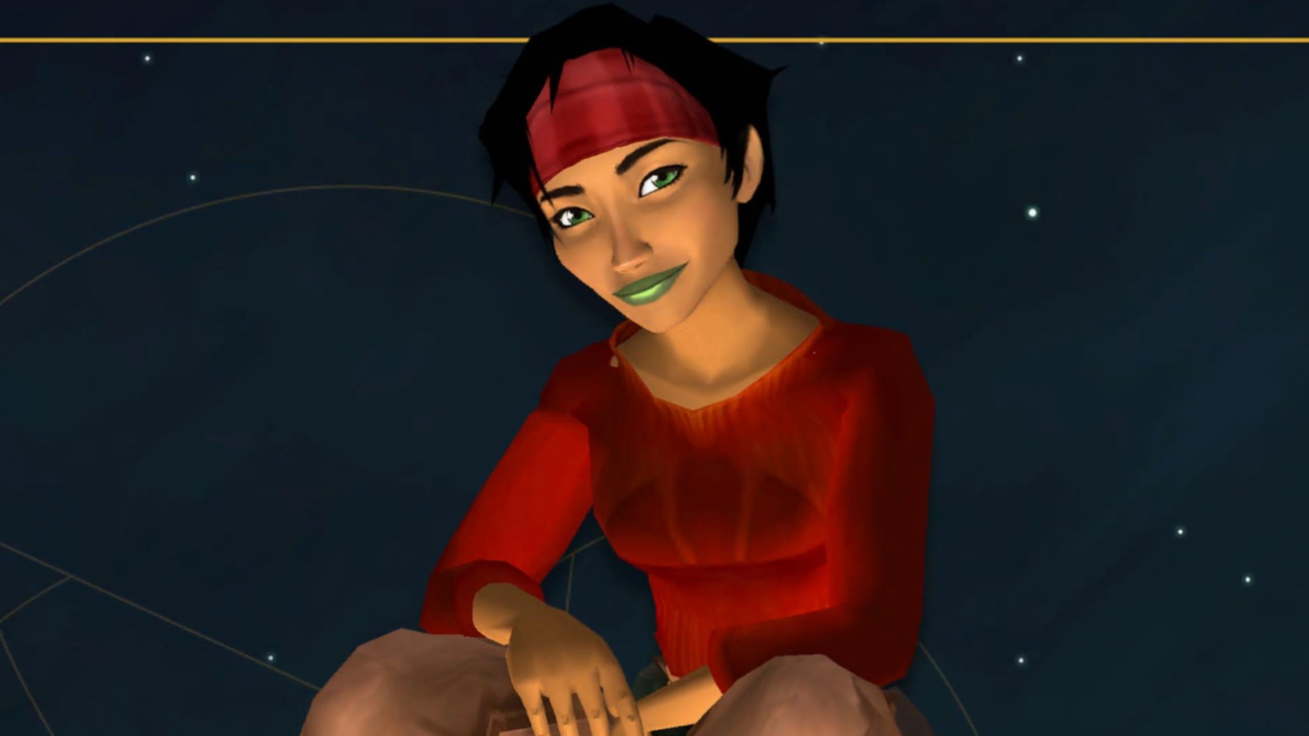 Concept art of Jade in a red shirt in Beyond Good & Evil: 20th Anniversary Edition's Anniversary Gallery.