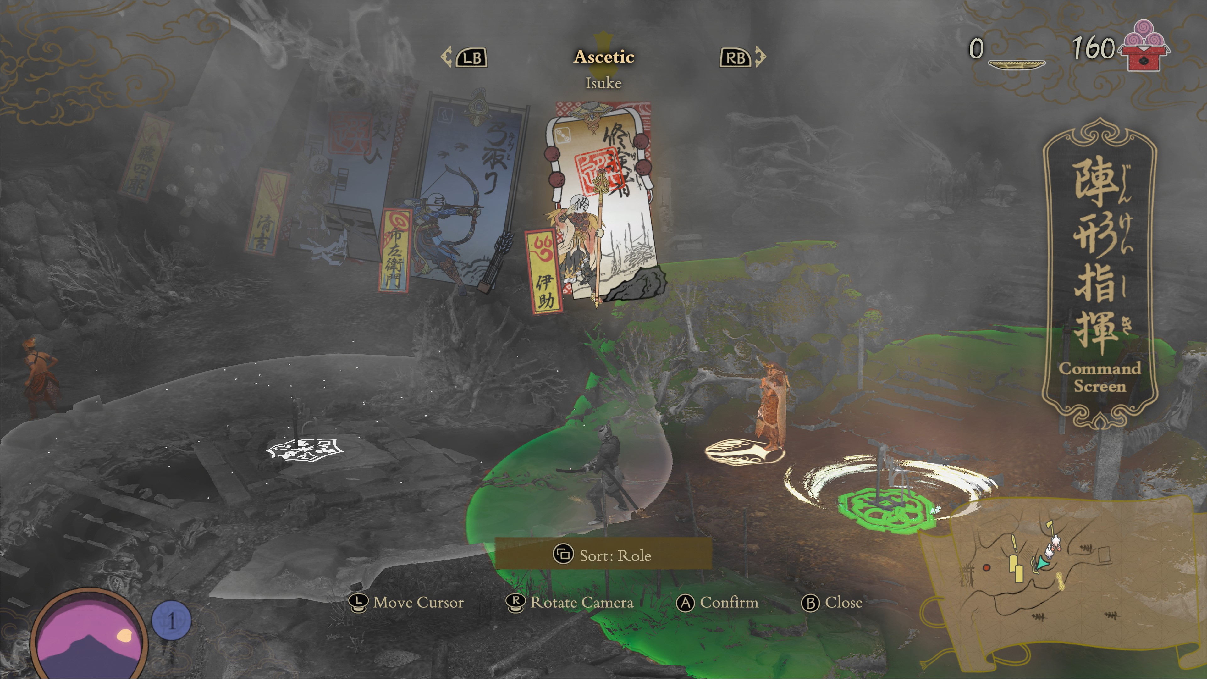 Strategy gameplay in Kunitsu-Gami: Path of the Goddess.