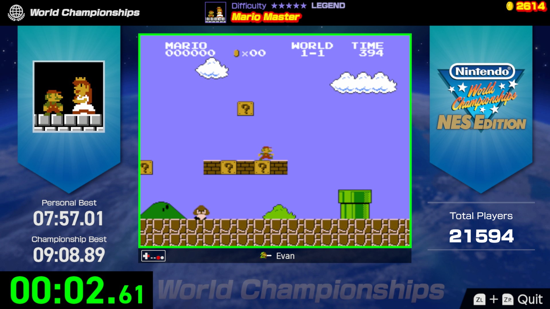 Соревнование по скоростному бегу Super Mario Bros. от Nintendo World Championships: NES Edition.