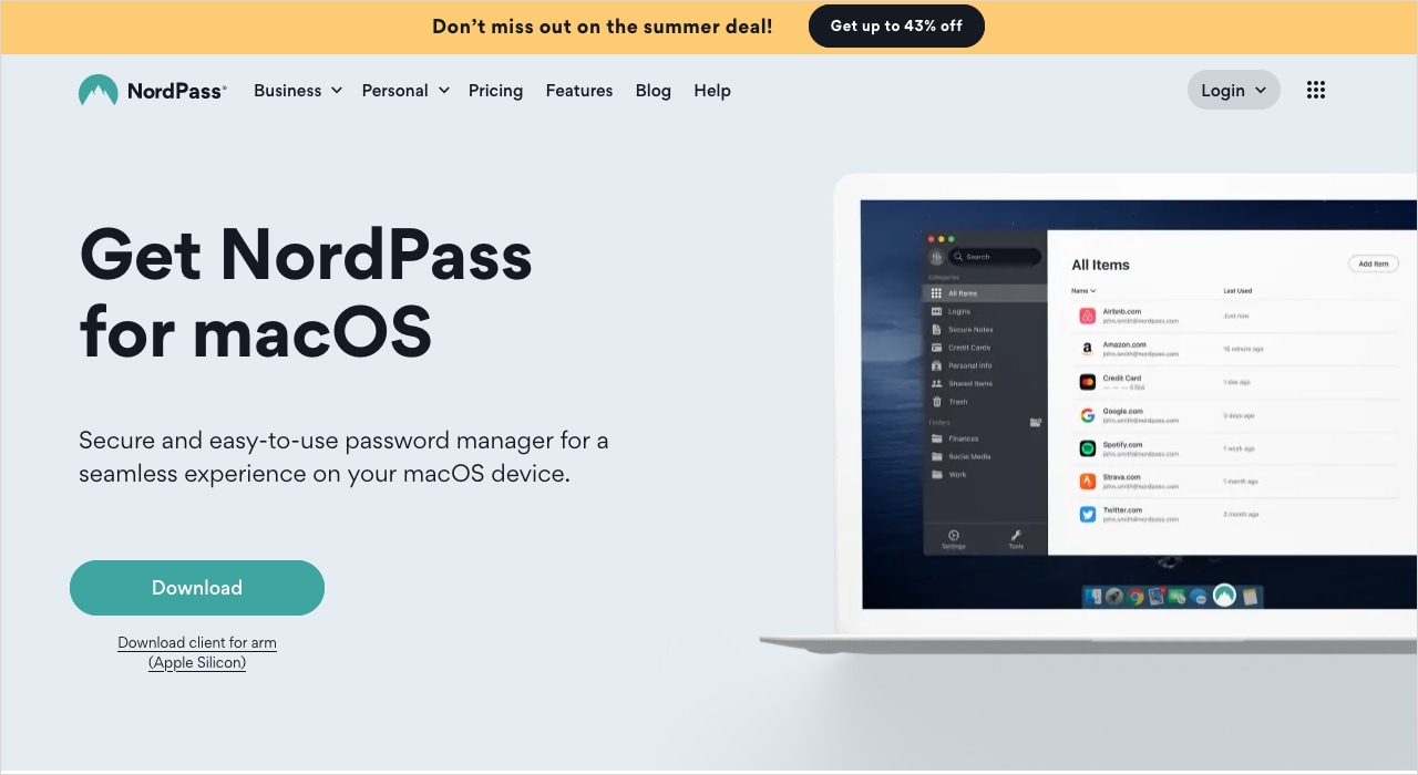 NordPass for macOS website.