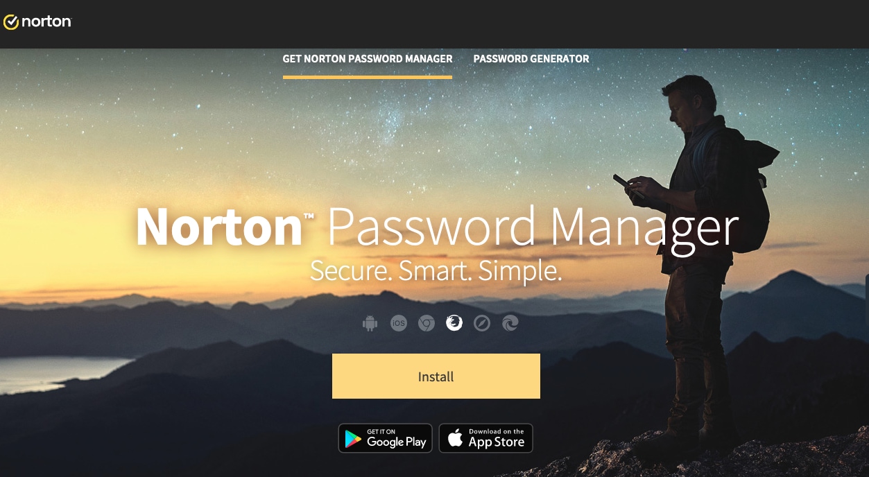 Norton Password Manager main website.