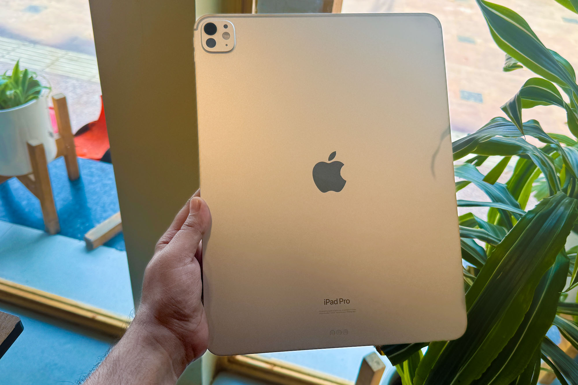 Personne tenant l’iPad Pro M4.