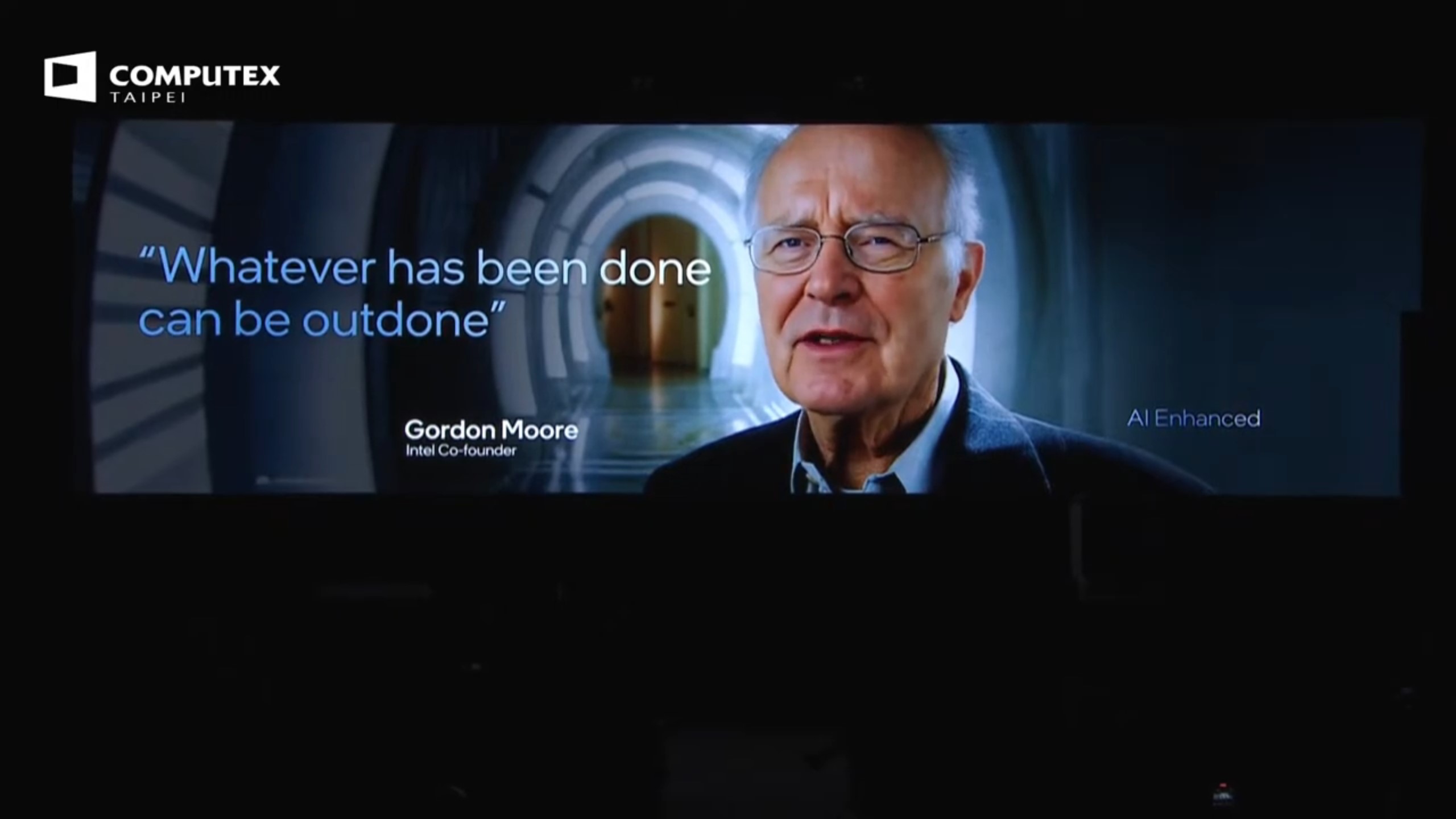 An AI recreation of Intel's co-founder, Gordon Moore.