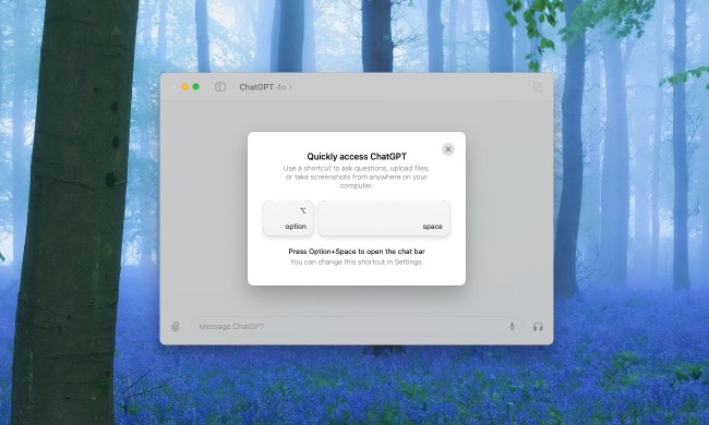The Option+Space shortcut of the macOS ChatGPT app.