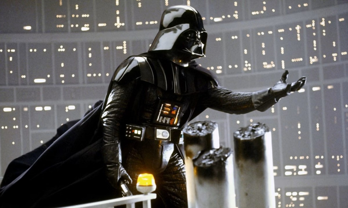 Darth Vader reaching out his hand to Luke Skywalker in Star Wars: The Empire Strikes Back.