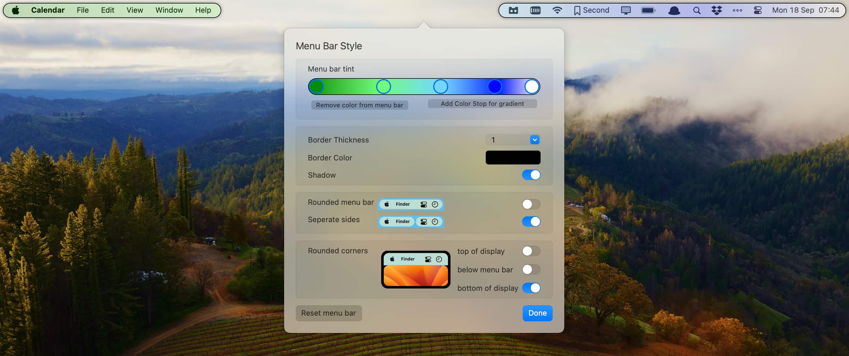 La aplicación Bartender que se muestra en uso en macOS.