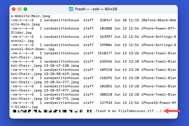 Move a file from the Trash in Terminal on Mac.