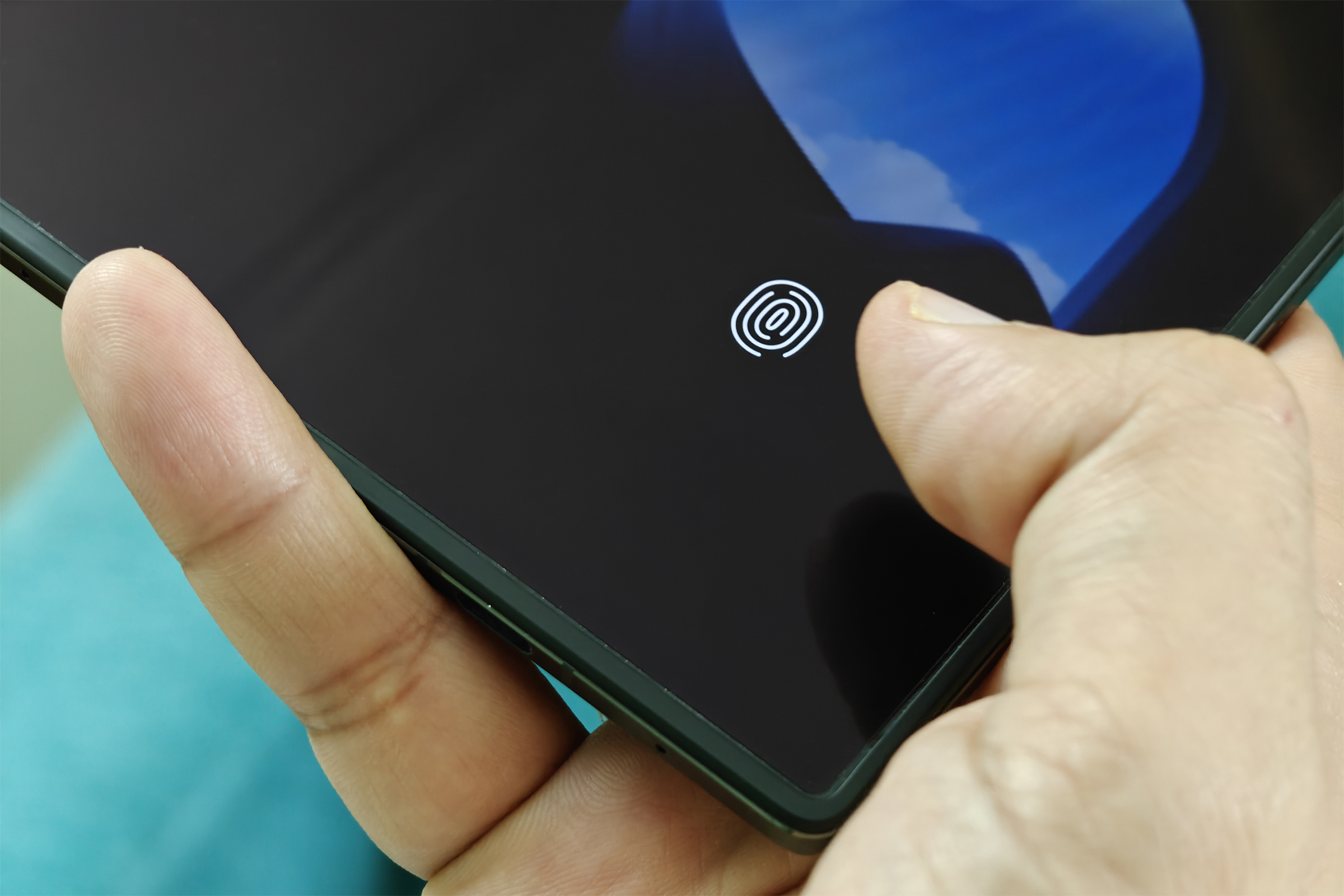 Ultrasonic fingerprint scanner on the Vivo X Fold 3 Pro.