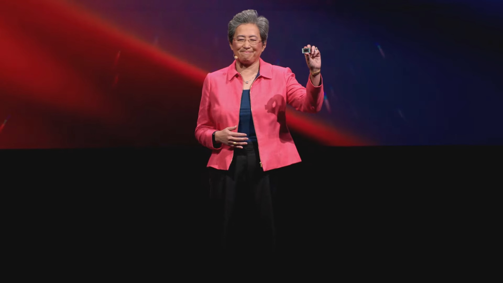AMD's CEO presenting the chip for Ryzen AI.