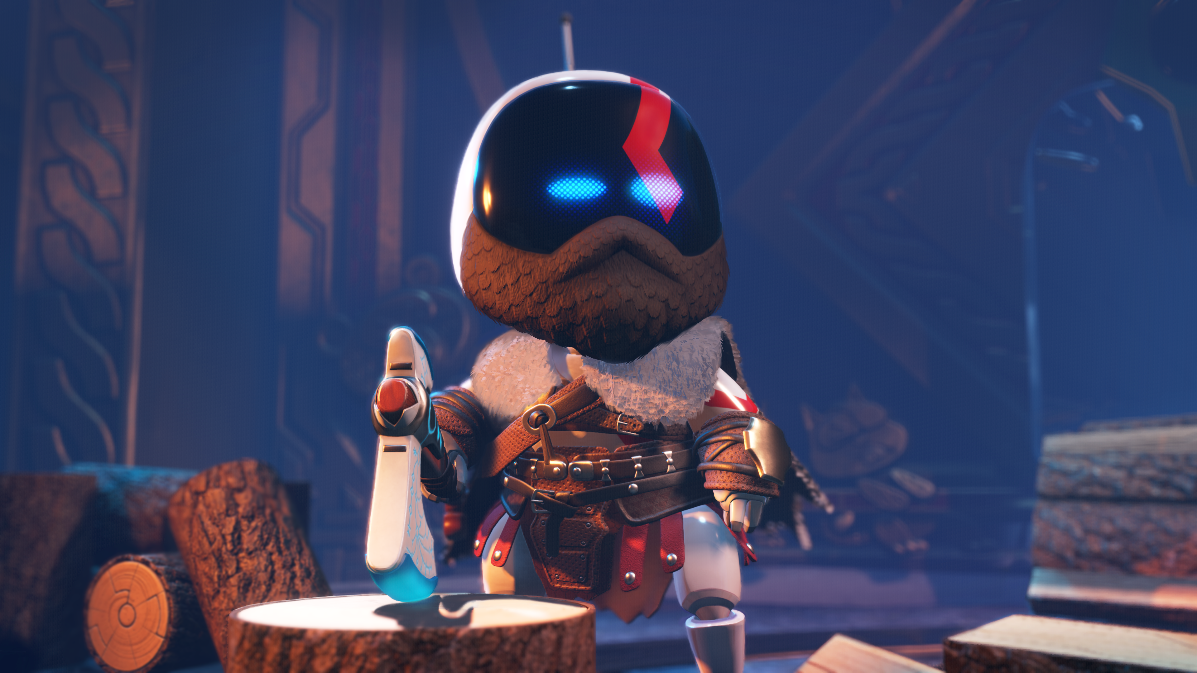 Astro Bot se veste de Kratos.