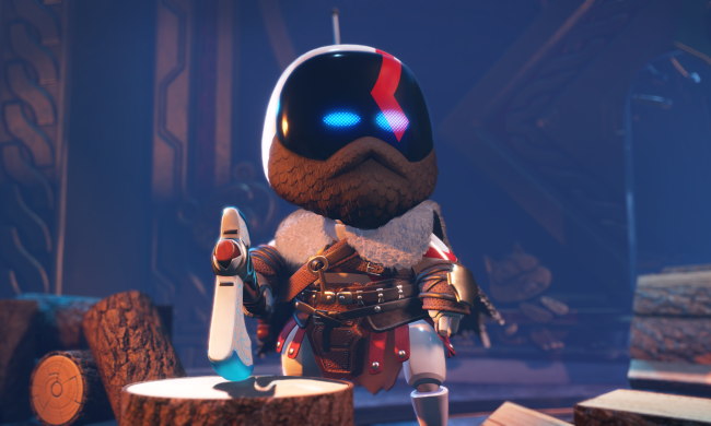 Astro Bot dresses up as Kratos.