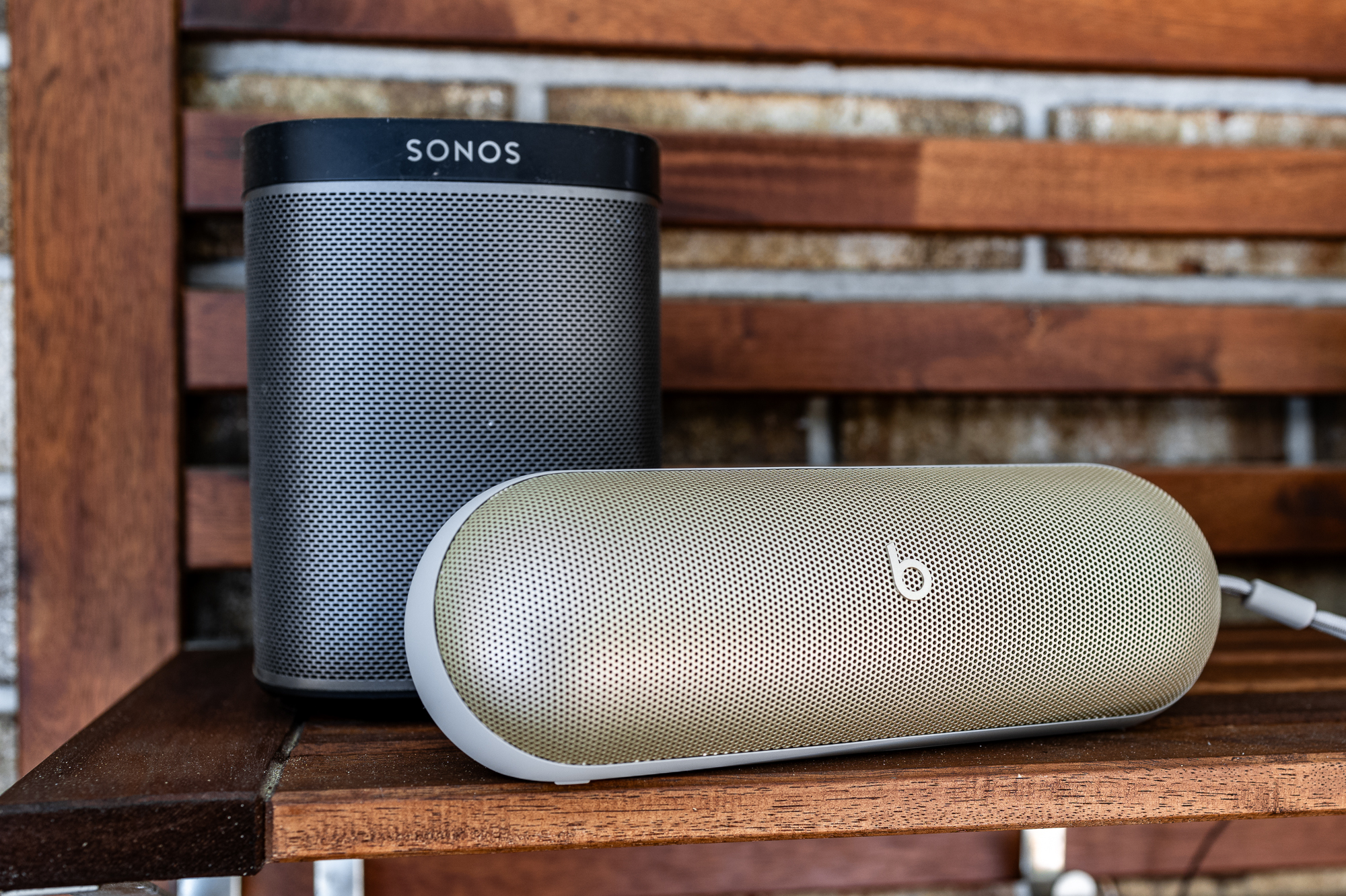The 2024 Beats Pill and an aging Sonos Play:1.