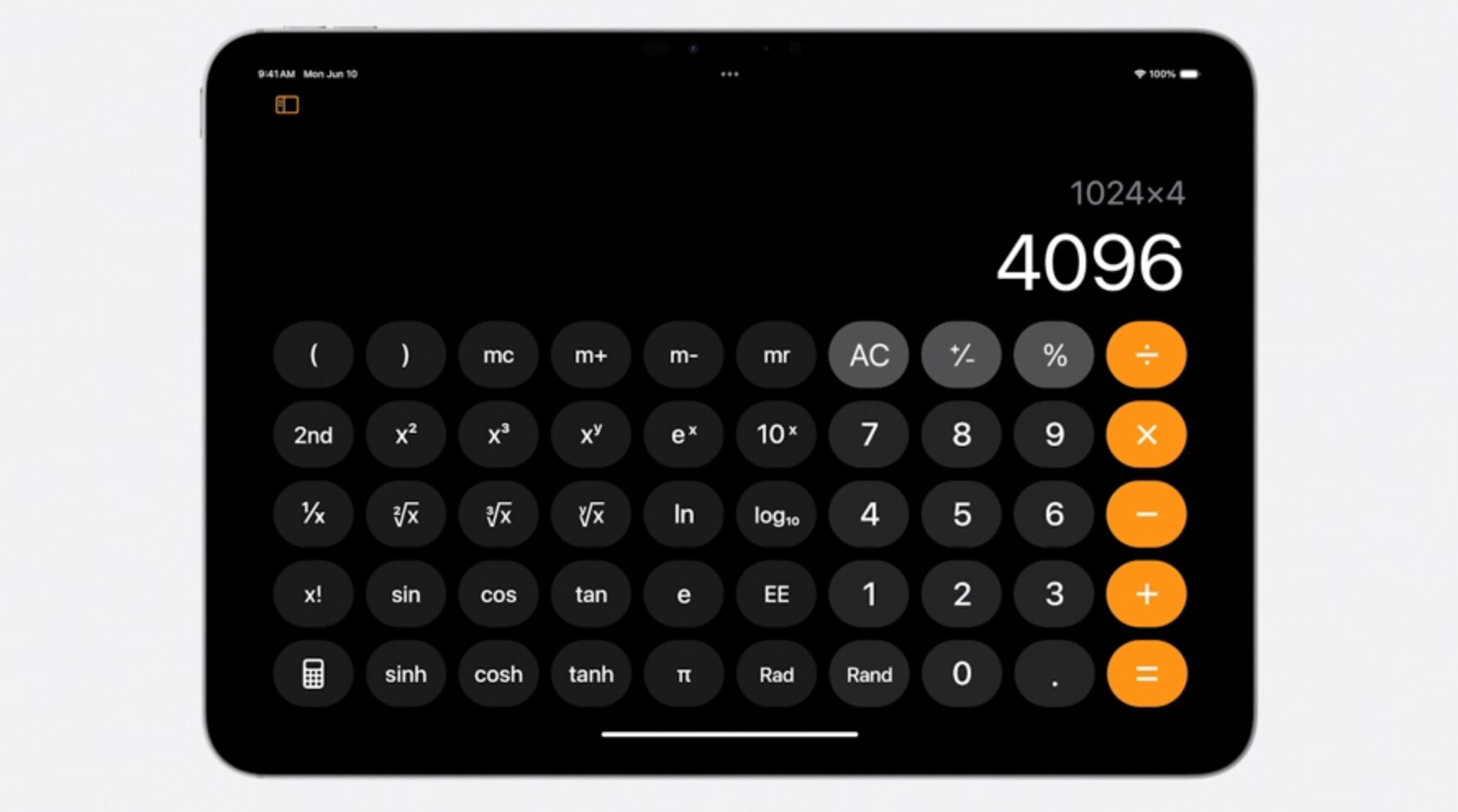 Calculator app on iPad in iPadOS 18.