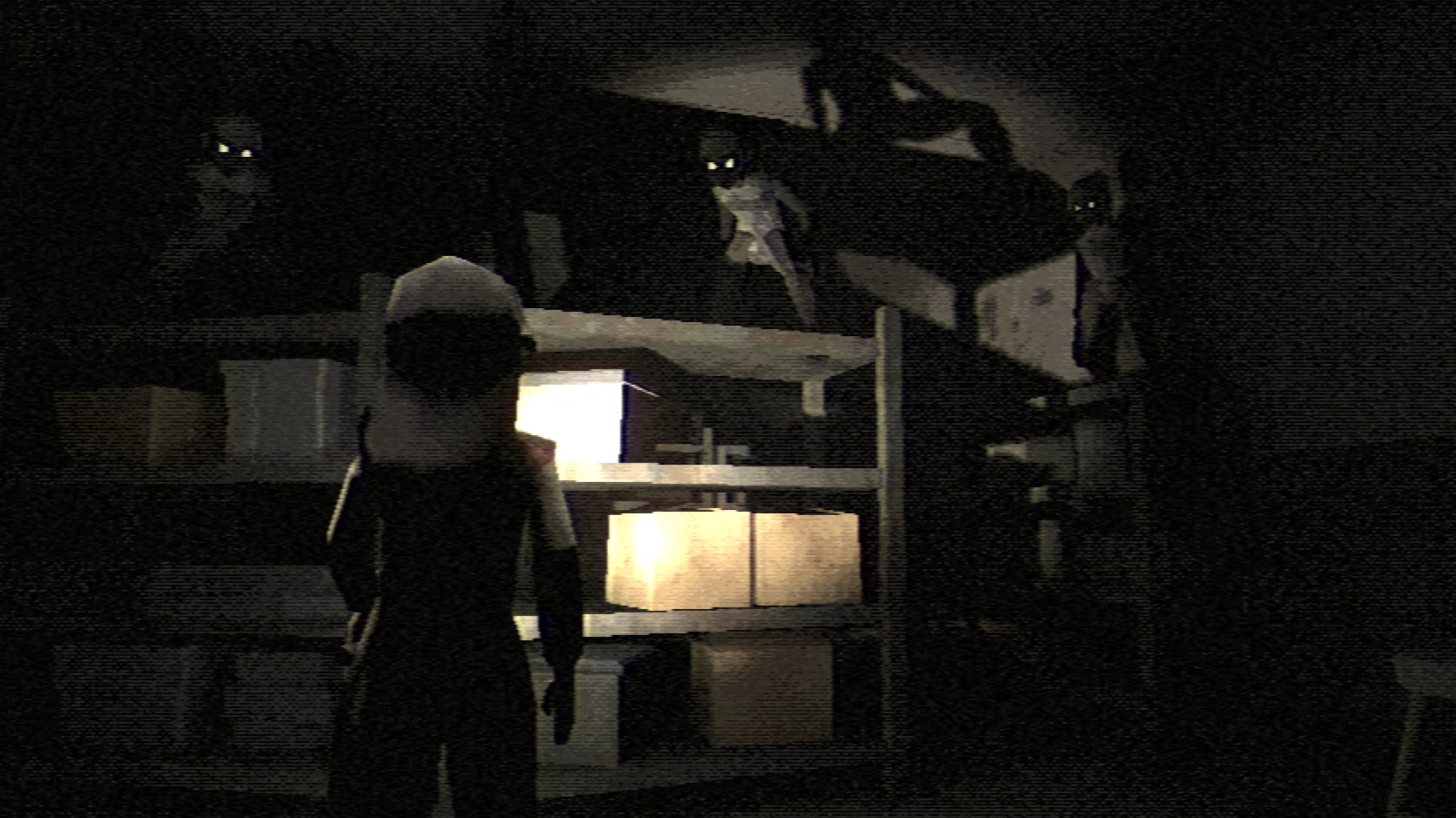 A woman shines a light on creepy monkeys in Fear the Spotlight.