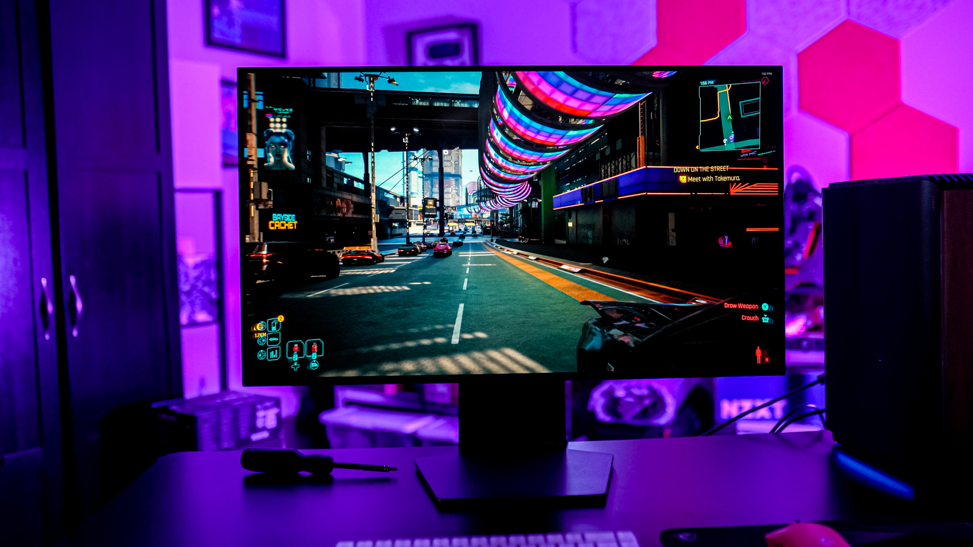 Cyberpunk 2077 на двухрежимном OLED-дисплее LG UltraGear.