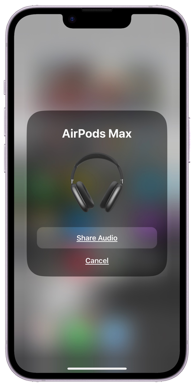 iPhone screen shots for how to connect two pairs of AirPods to your phone for shared audio.