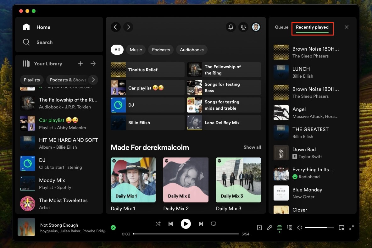 How to see your Spotify listening history on Spotify desktop.