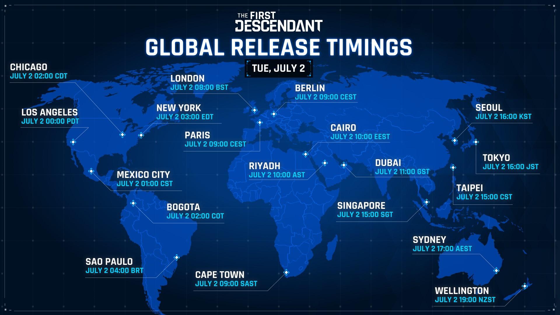 Une carte avec les temps de préchargement pour The First Descendant.