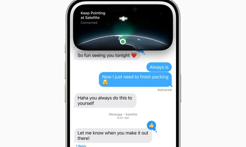 Satellite messaging features on an iPhone with iOS 18.