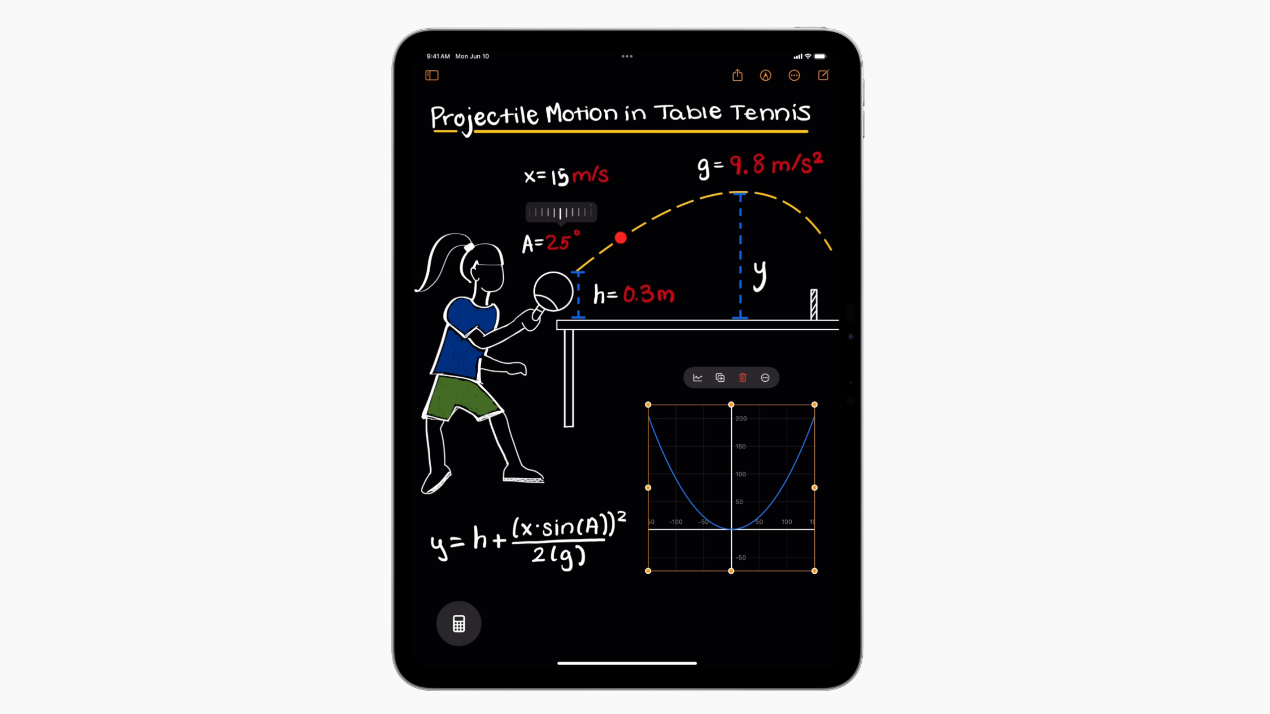 Fonctionnalité Notes mathématiques dans iPadOS 18.