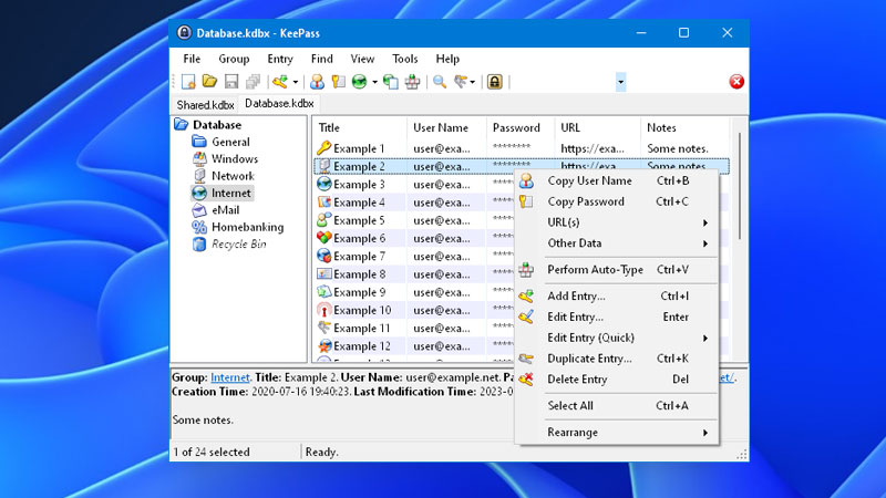 Keepass-Beispieldatenbank.