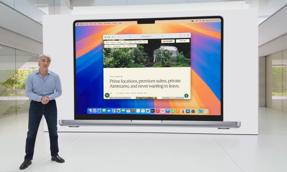 Apple's Craig Federighi introduces window tiling in macOS Sequoia at the Worldwide Developers Conference (WWDC) in 2024.