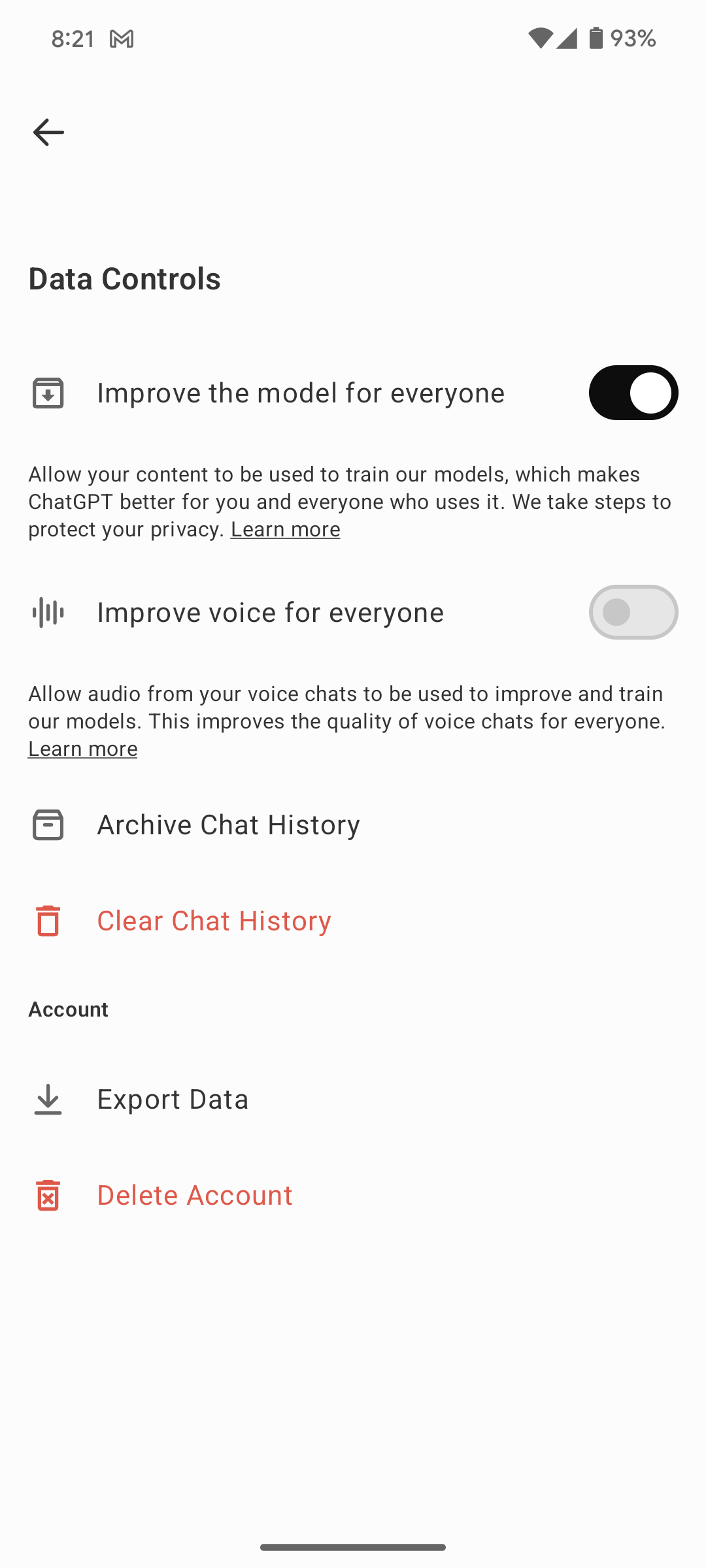 Cómo excluirse de Chatgpt usando el modelo Chat Train Android
