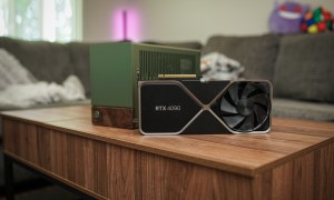 The RTX 4090 sitting alongside the Fractal Terra case.