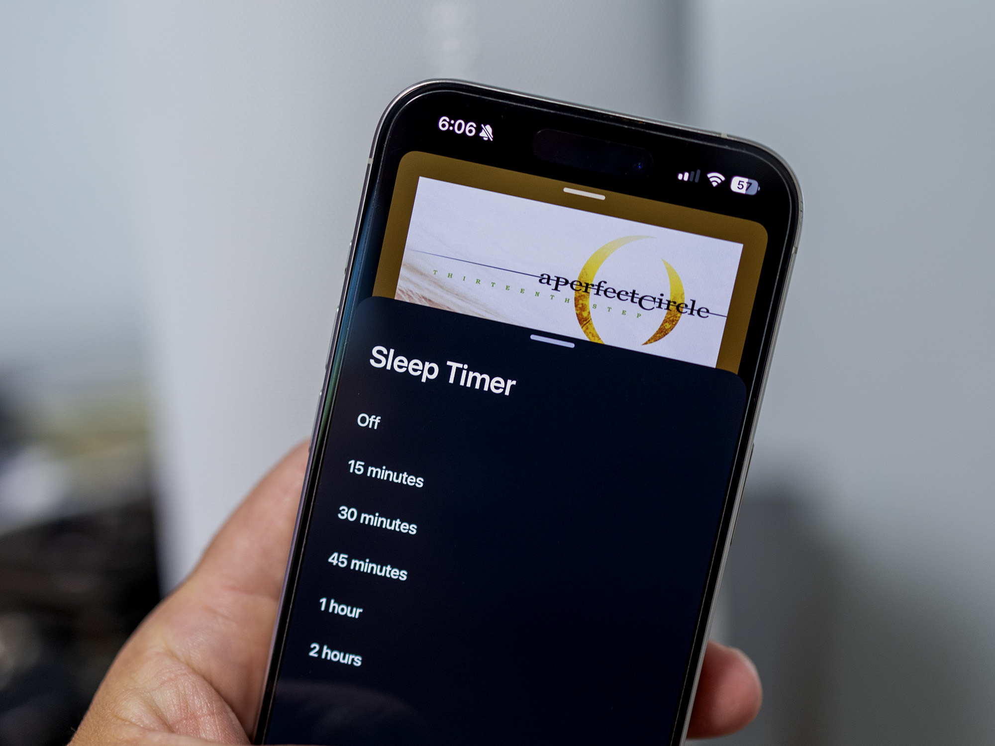 Sleep-Timer-Einstellungen in der Sonos-App.