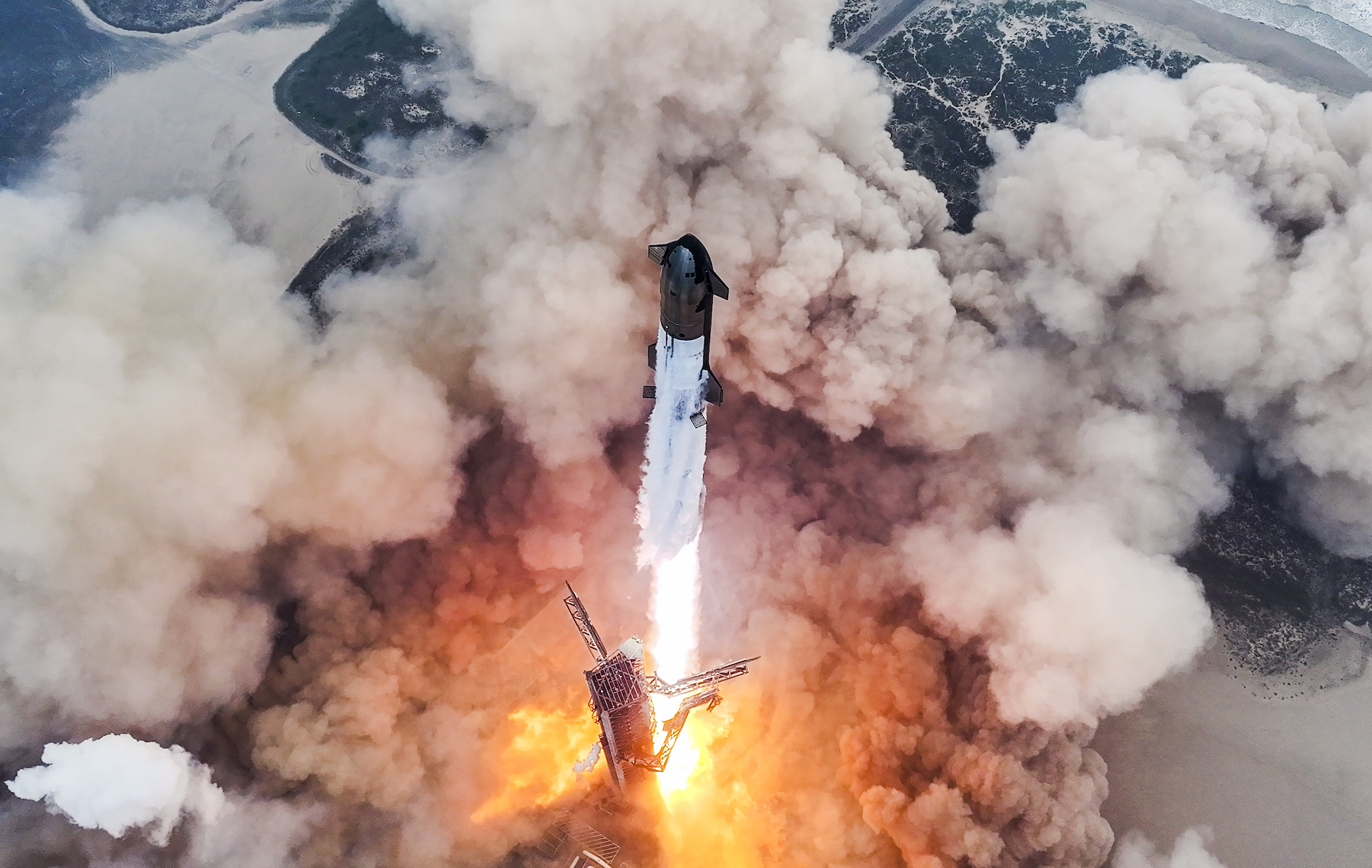 SpaceX's Starship launching on its fourth test flight.