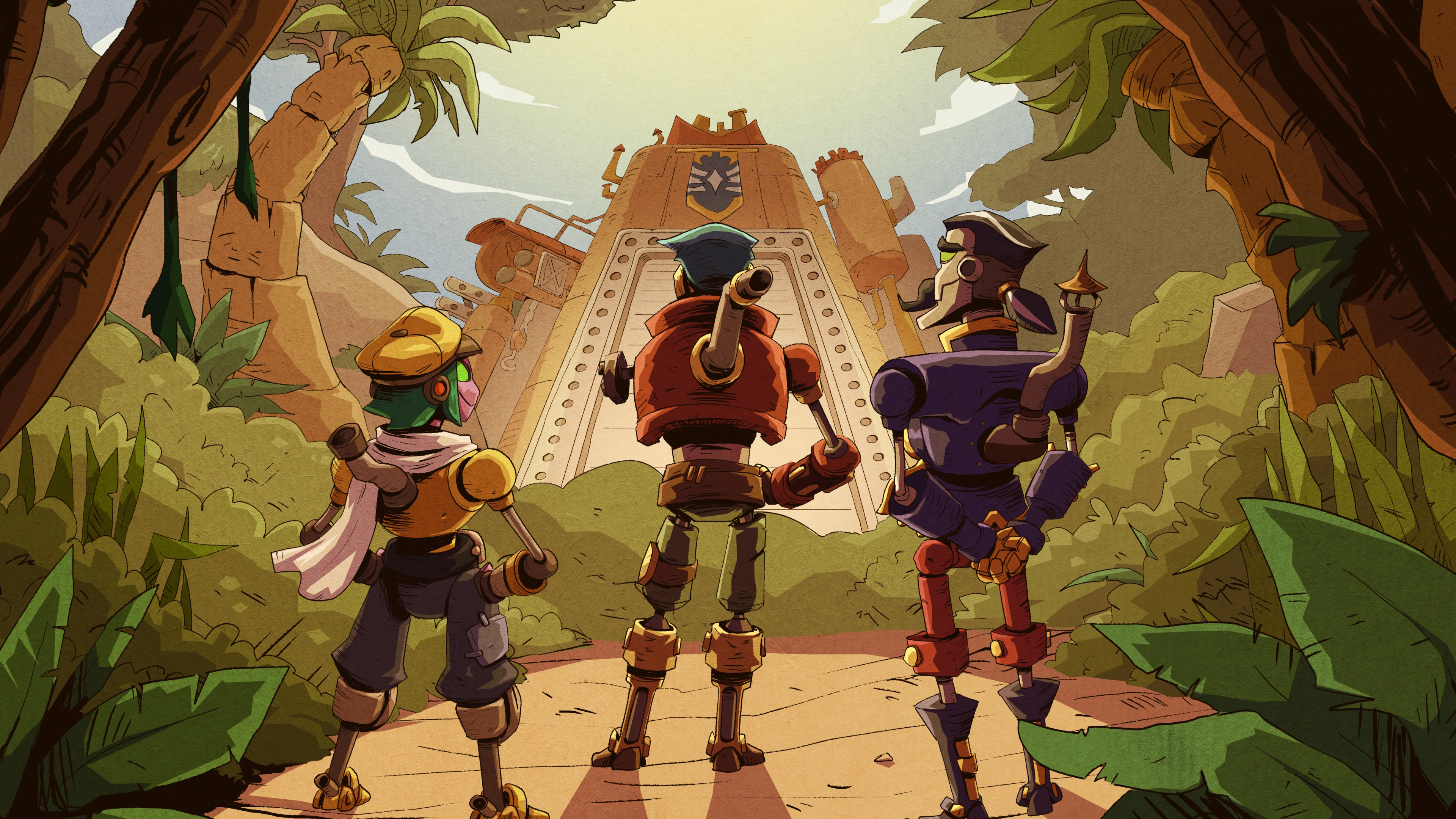 Three robots pose in Steamworld Heist 2.