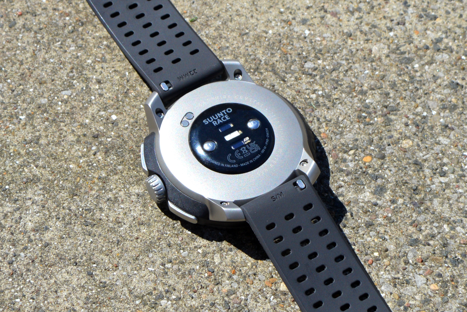 The rear side of the Suunto Race.