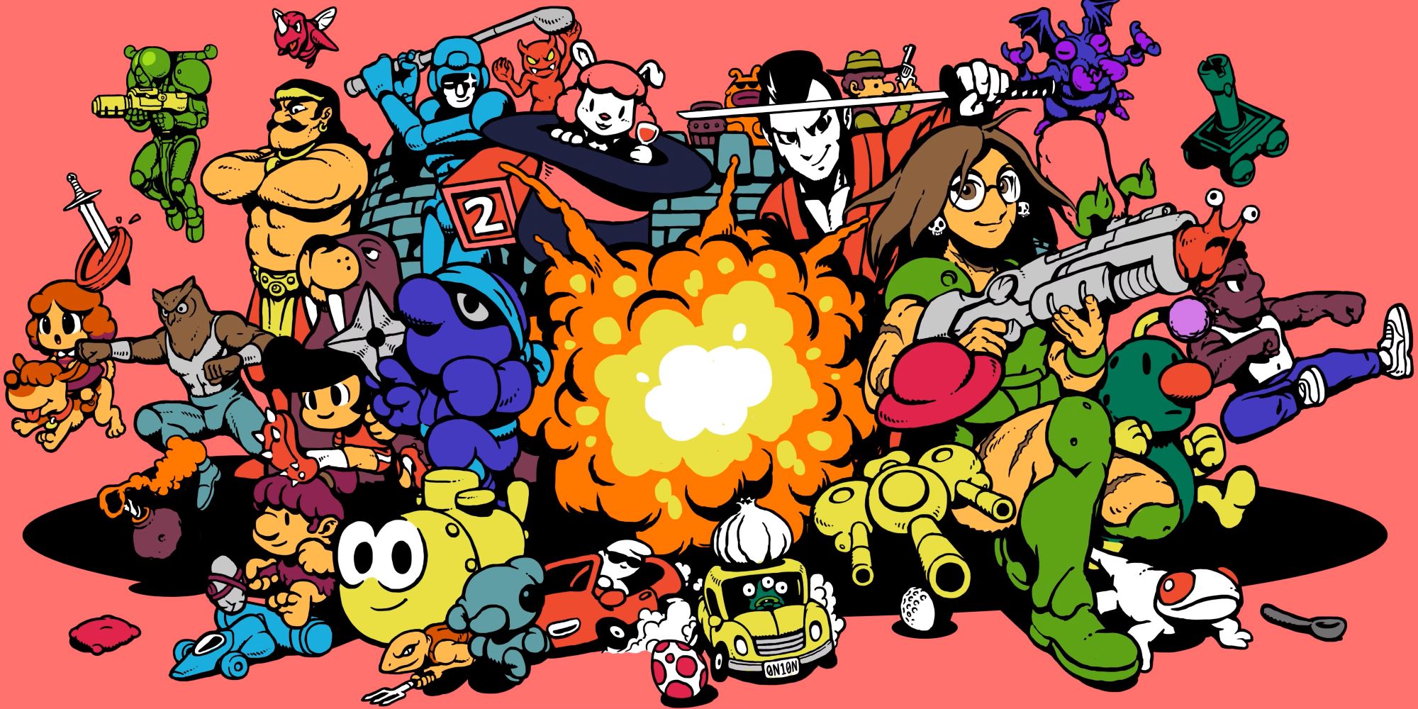 Key art for UFO 50 shows several retro characters.