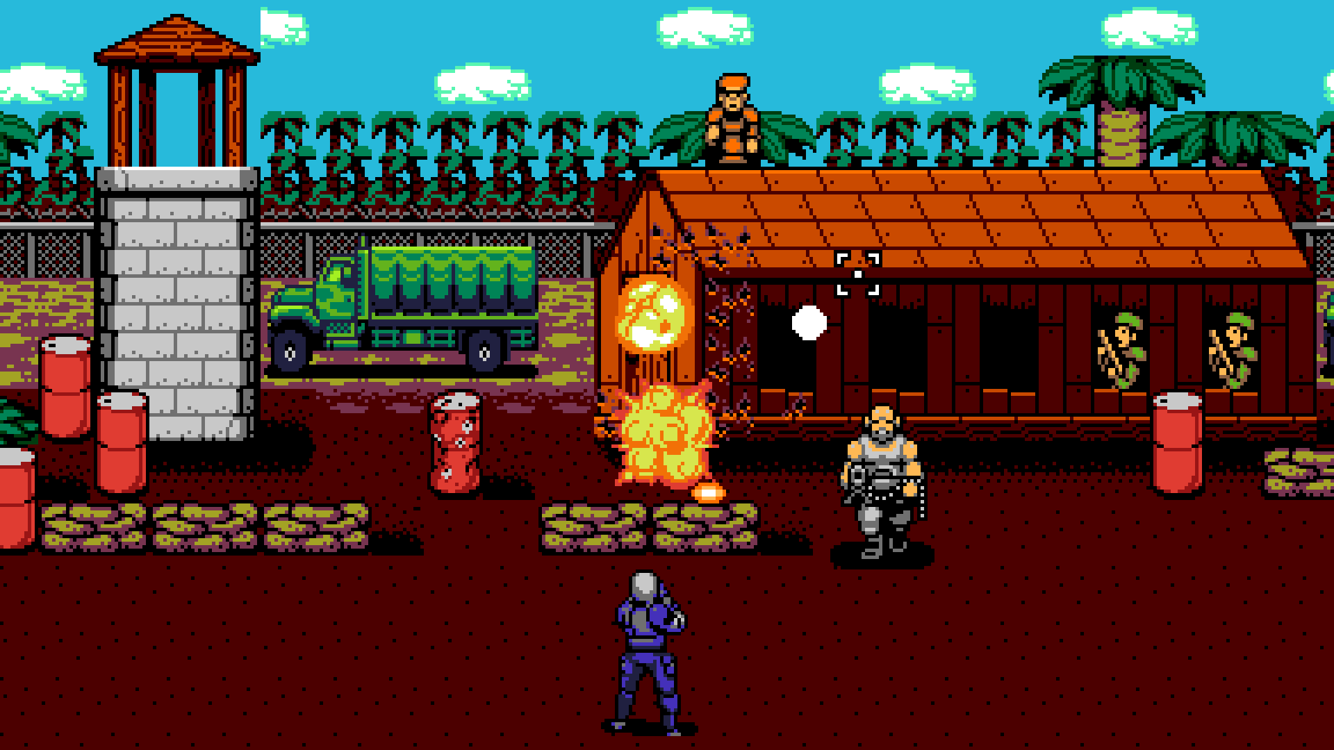 A character shoots bad guys in a UFDO 50 minigame.