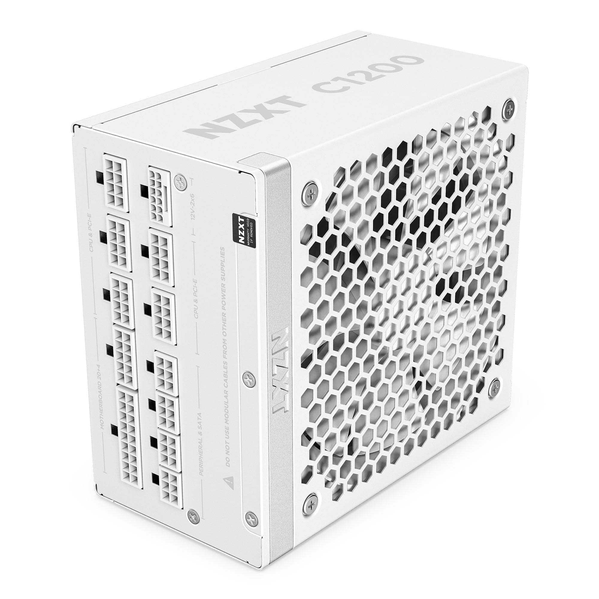 The NZXT C-series 80 Plus Gold power supply unit in white.