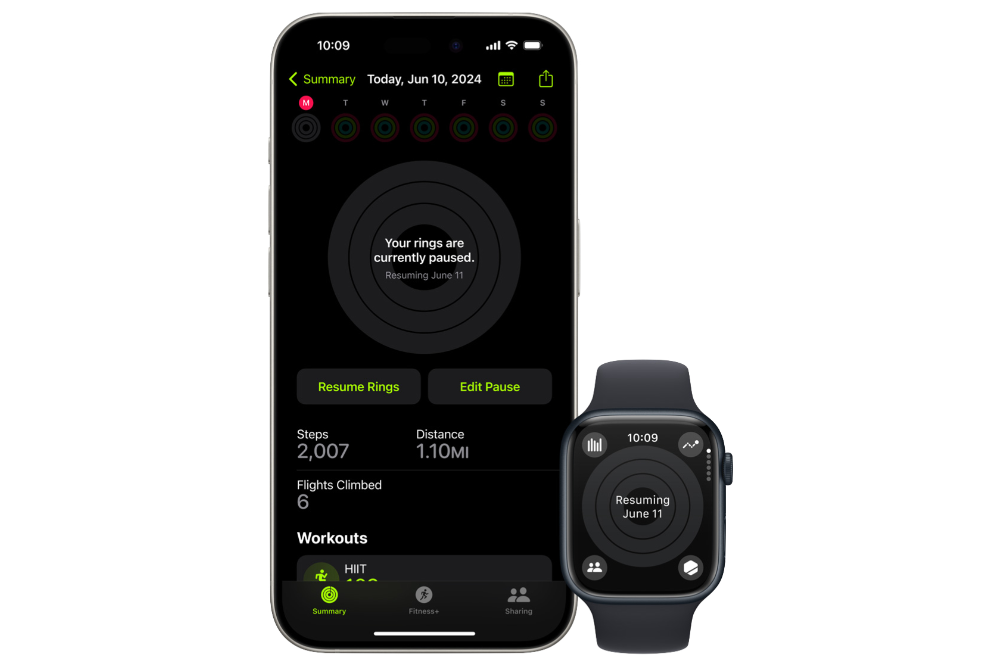 Pausar la actividad en watchOS 11.