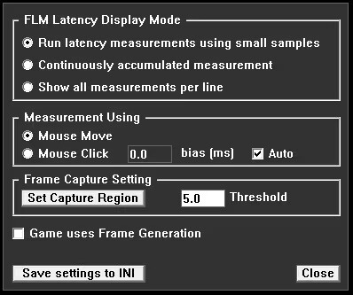 A screenshot of AMD's Frame Latency Meter software. 