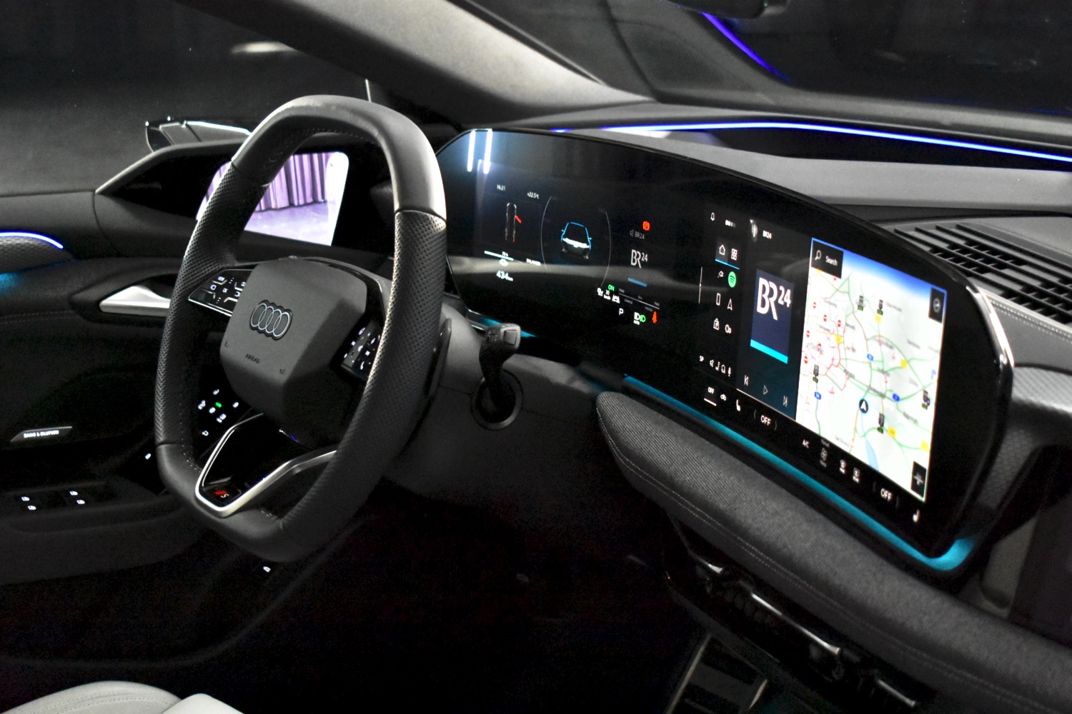 Interior of a 2025 Audi A6 e-tron sedan.