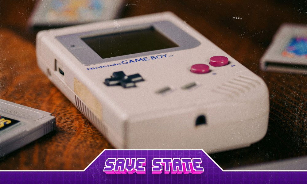 Save State promotional image featuring the Game Boy.