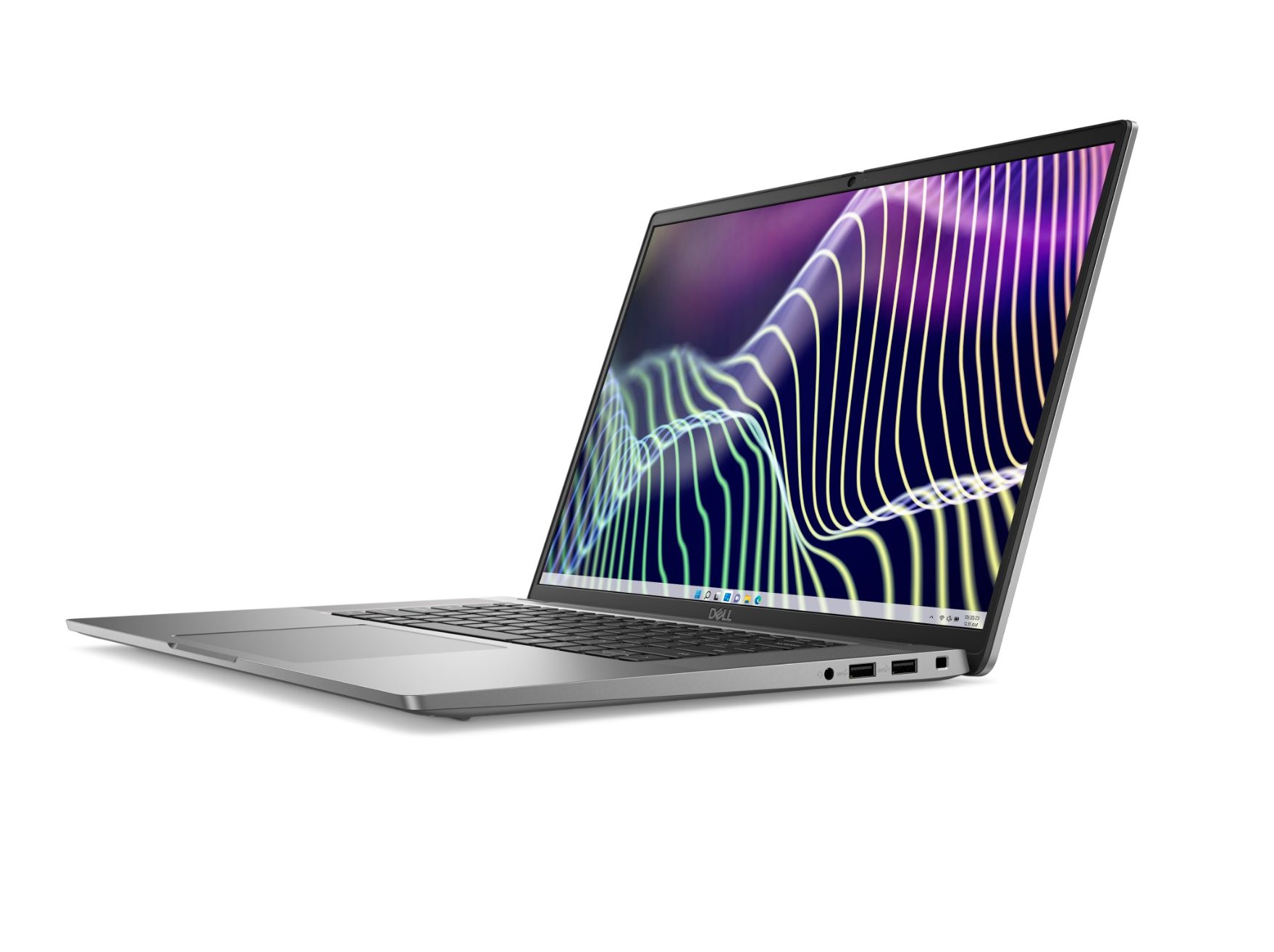 Dell Latitude 7640 노트북의 뚜렷한 측면 모습.