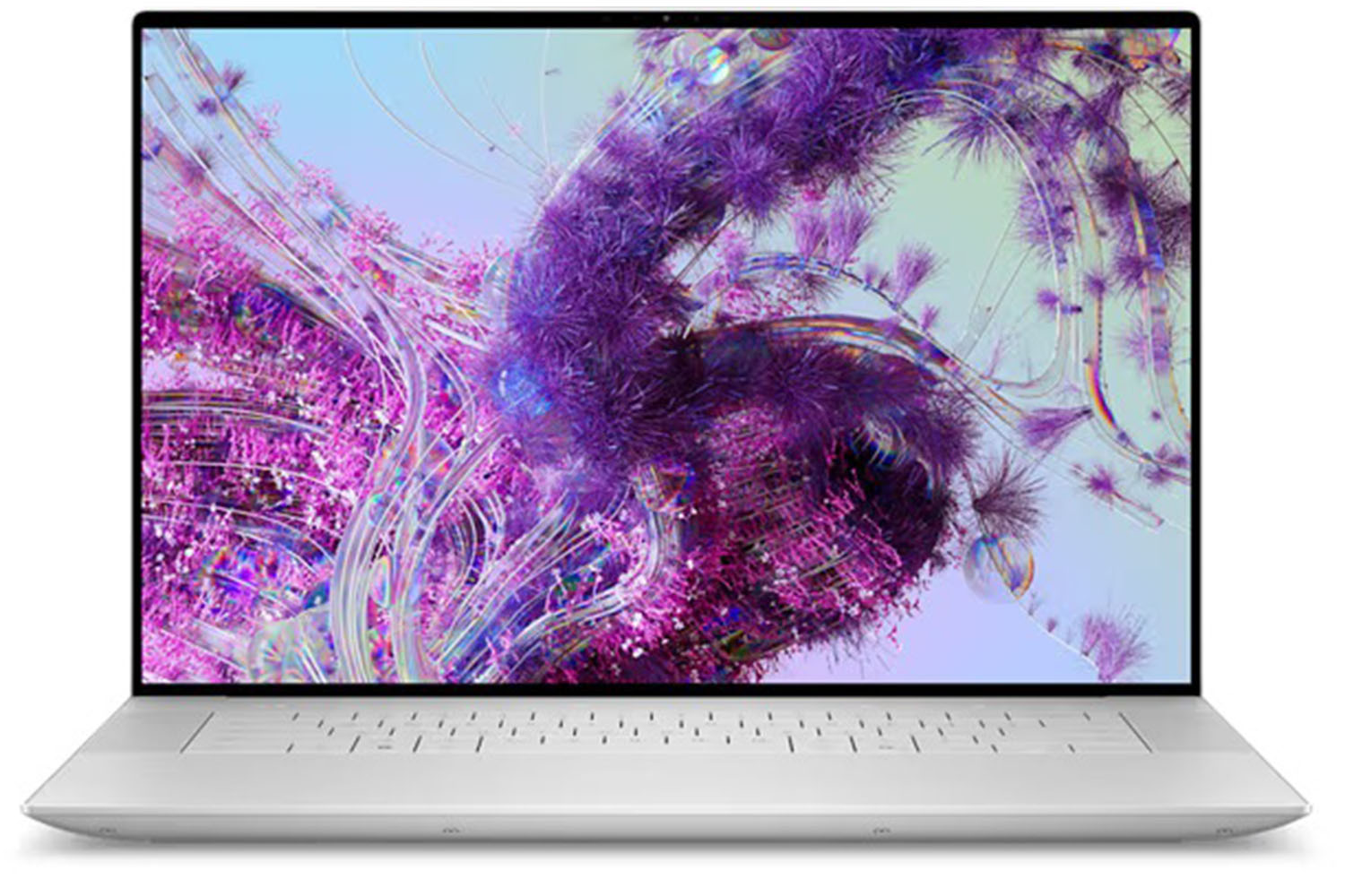 O Dell XPS 16 em um fundo branco.