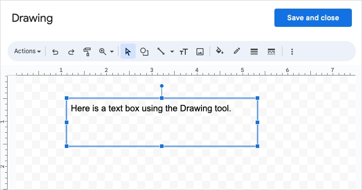 Text box in the Drawing tool.