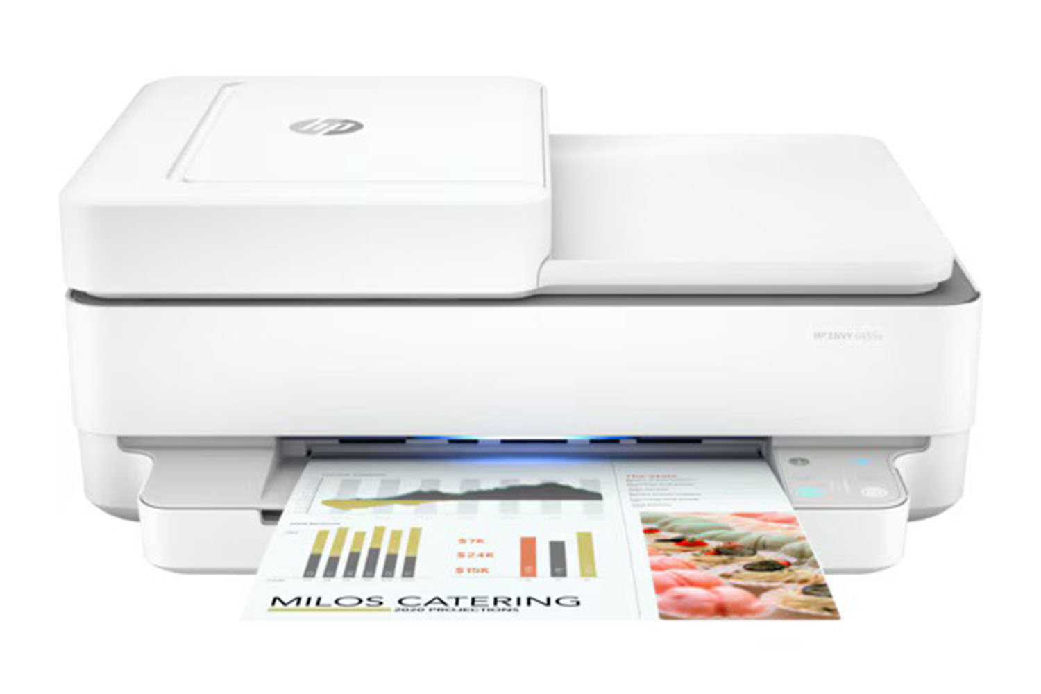 The HP Envy 6455e All-in-One Printer on a white background.