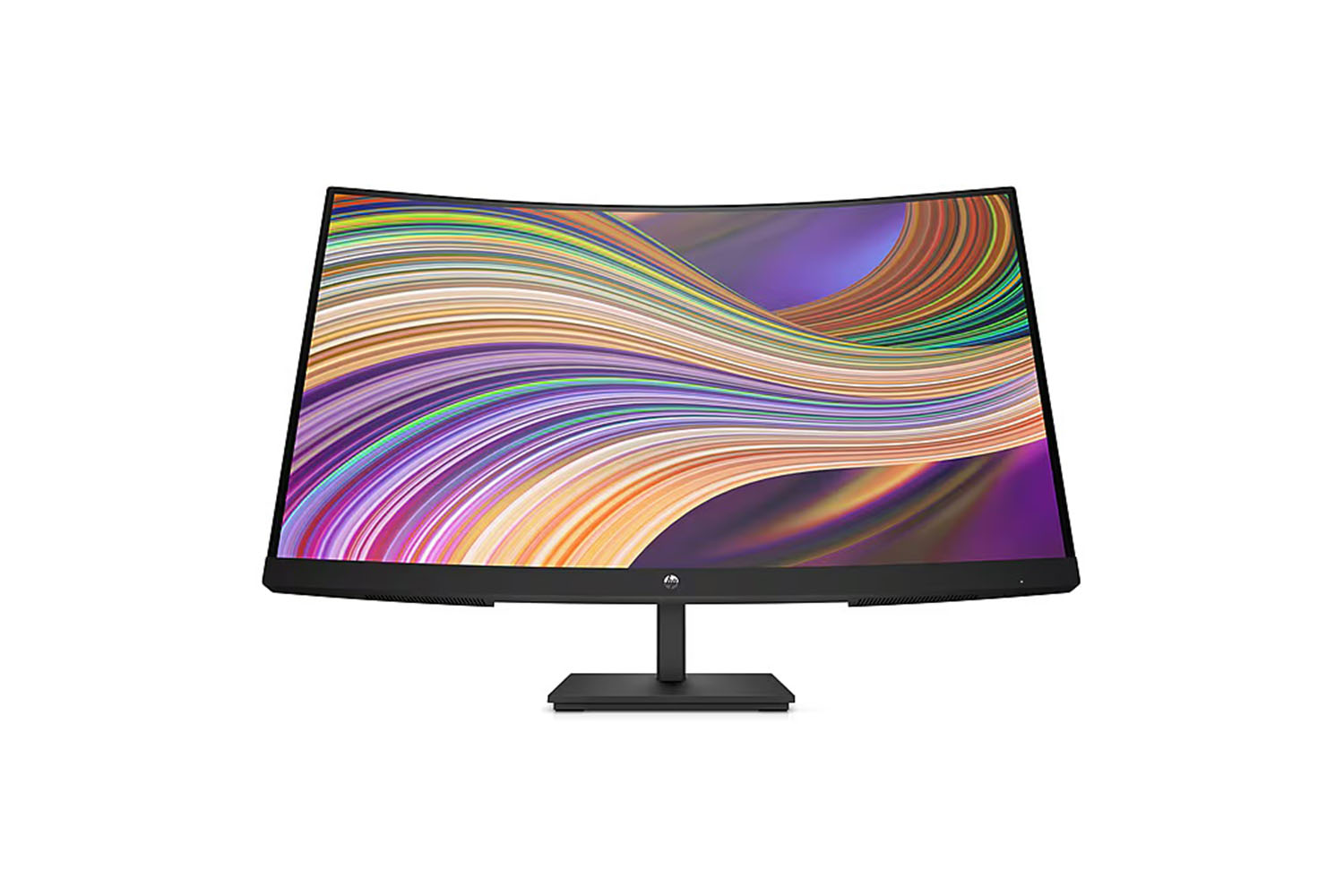 Der HP V27c 27-Zoll-Curved-Monitor auf weißem Hintergrund.