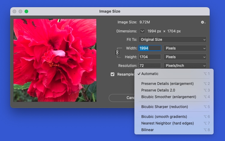 How to increase the resolution of an image in Photoshop