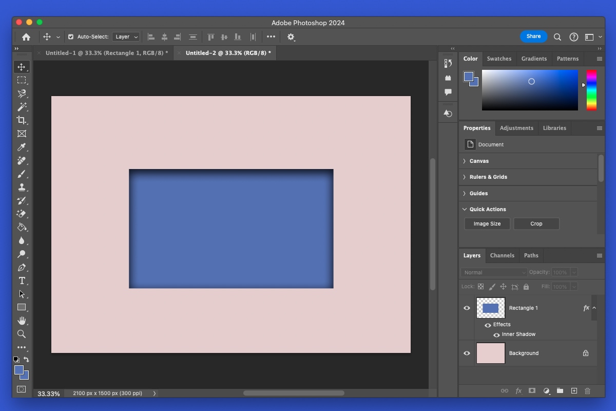 Rectangle with an inner shadow in Photoshop.
