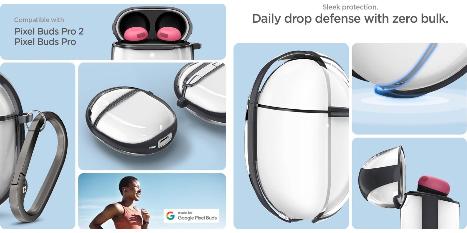 Annonce Spigen publiée sur Amazon montrant de prétendues images des Google Pixel Buds Pro 2 inopinés.